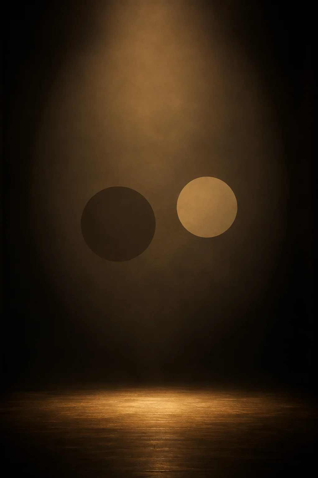 A minimalist theatrical lighting composition in warm amber tones